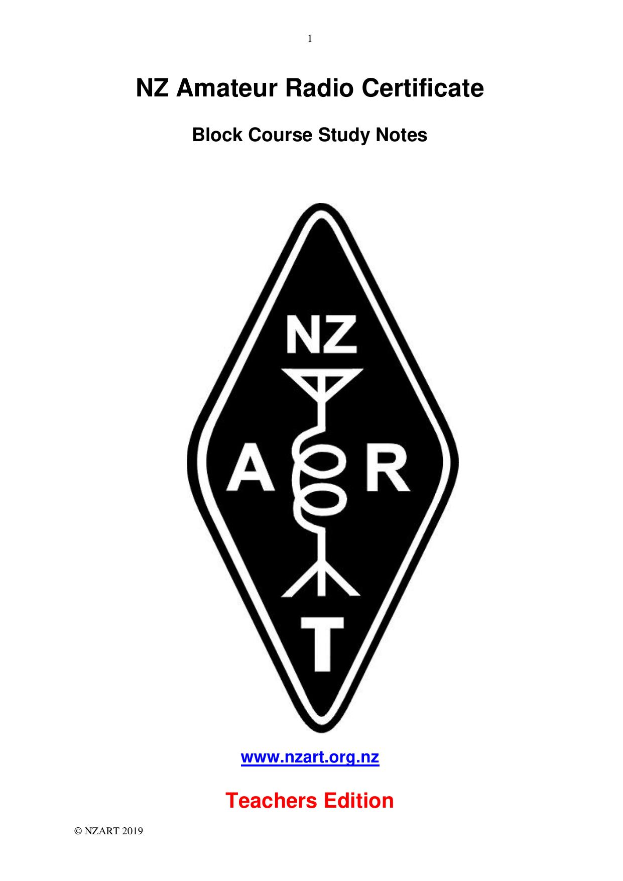 NZ Amateur Radio Certificate - Teachers Edition